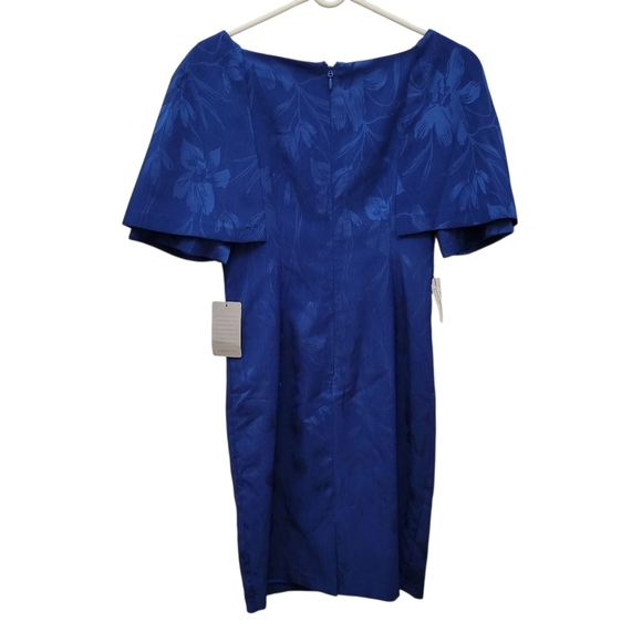 JS Collection Wedding Guest Trinity Floral Blue Dress Cape Sleeve NWT - Picture 4 of 11